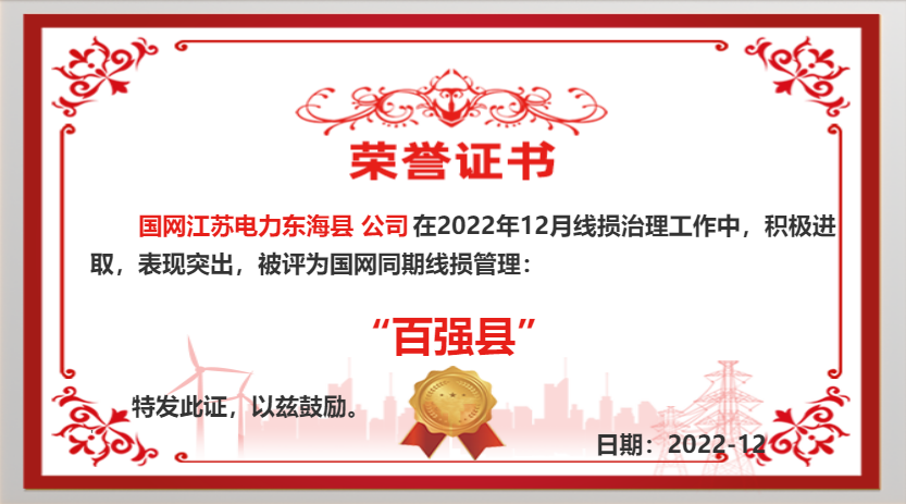 國網(wǎng)東?？h供電公司同期線損工作再獲佳績